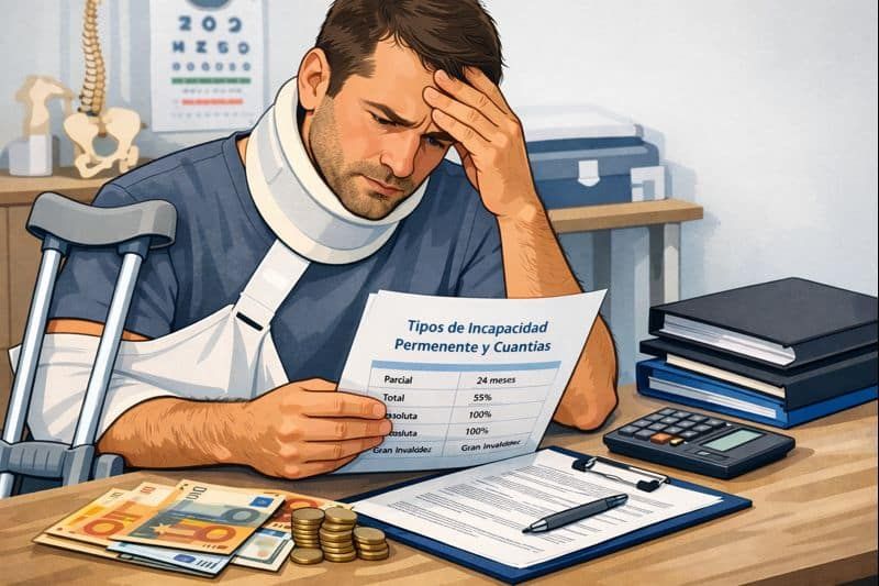 Tipos de incapacidad permanente y cuantías en cada caso